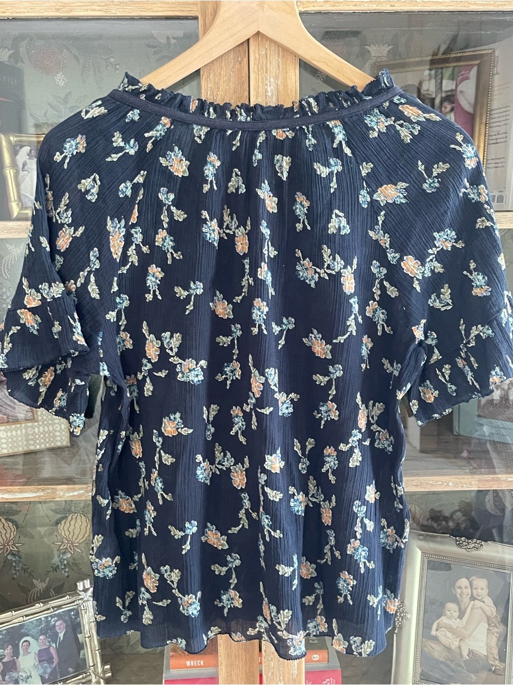 Lilla P Navy Floral Peasant Top - Picture 4 of 5